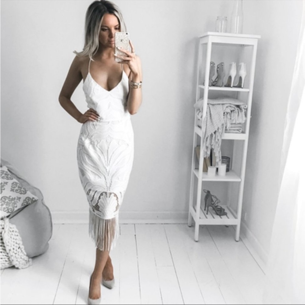 Khaleesi fringe dress white two sisters the label